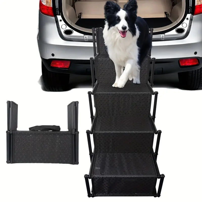 Misofog 5 Step Dog Stairs For Car, Foldable DogRamps For Large Dogs
