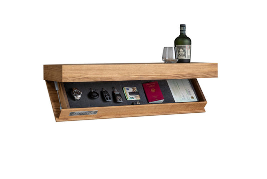 Flap Woodwork Wall shelf with secret compartment