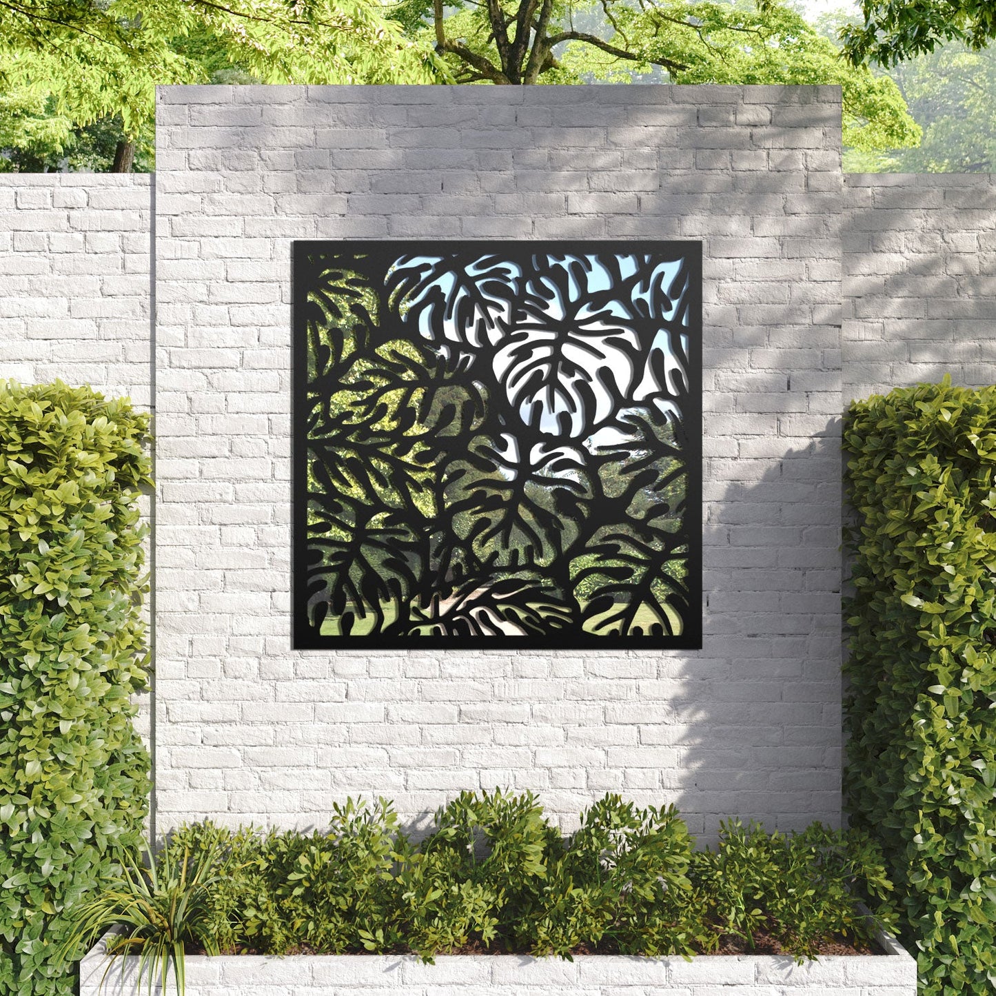 Botanic outdoor decorative mirrored panel