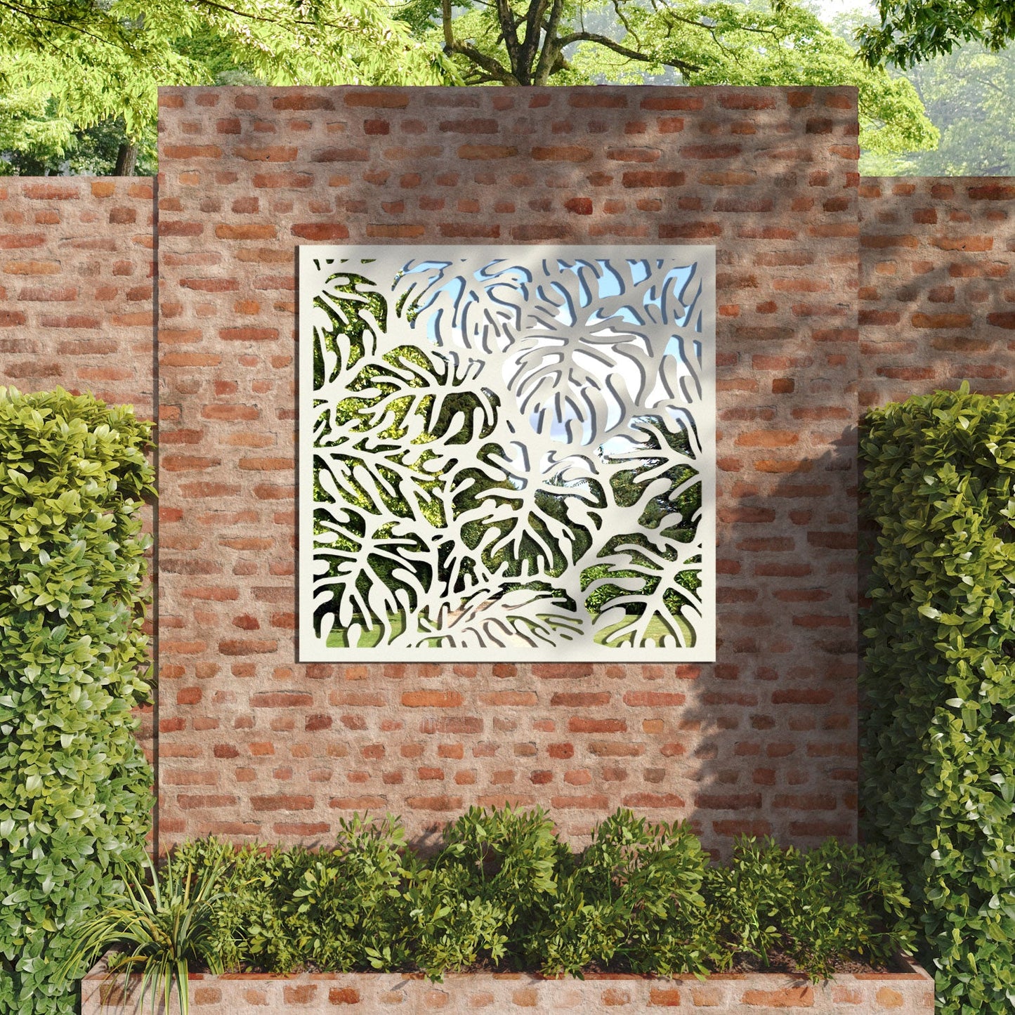 Botanic outdoor decorative mirrored panel