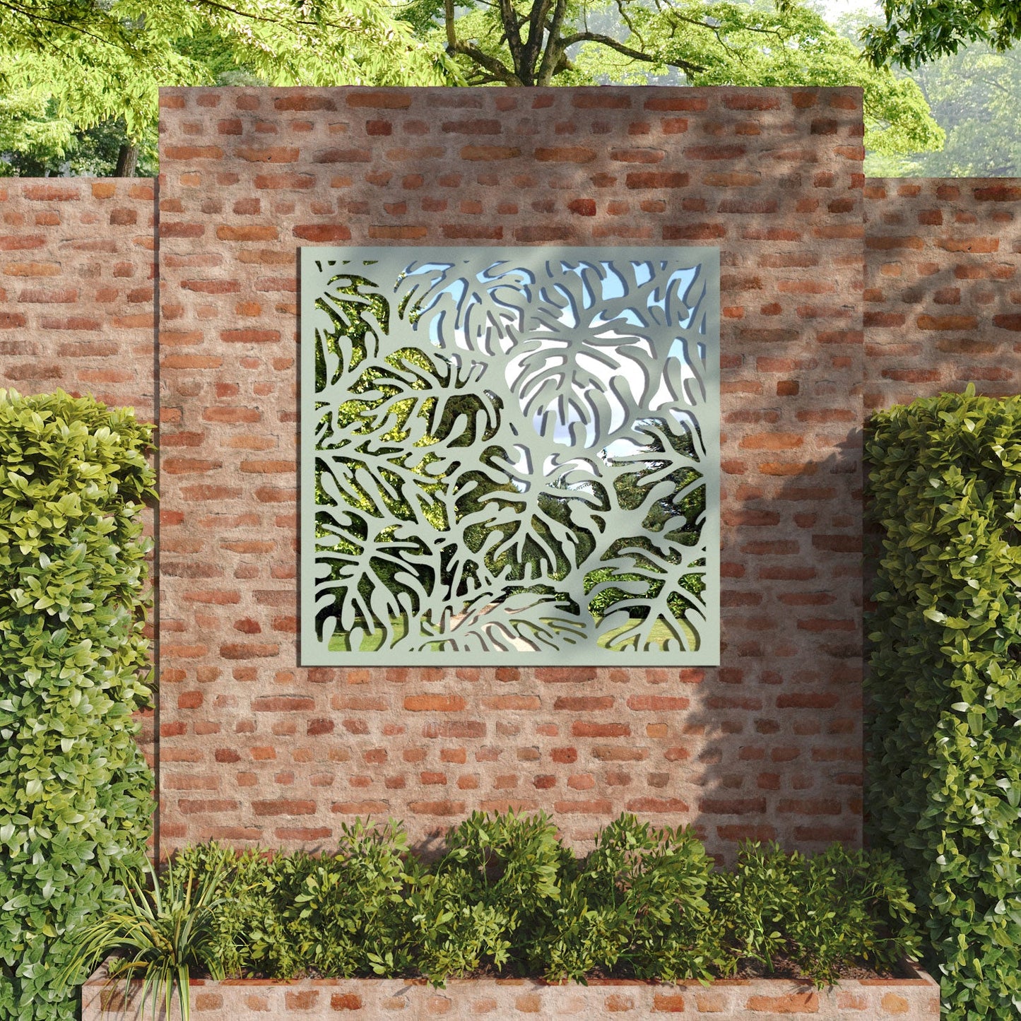 Botanic outdoor decorative mirrored panel