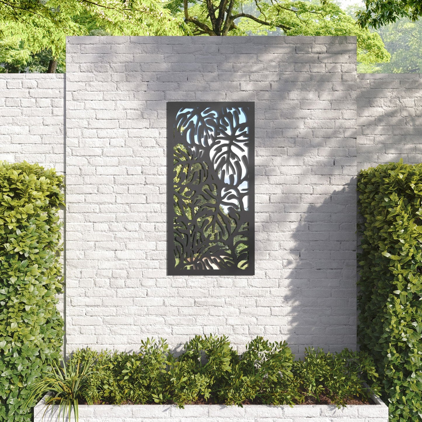 Botanic outdoor decorative mirrored panel