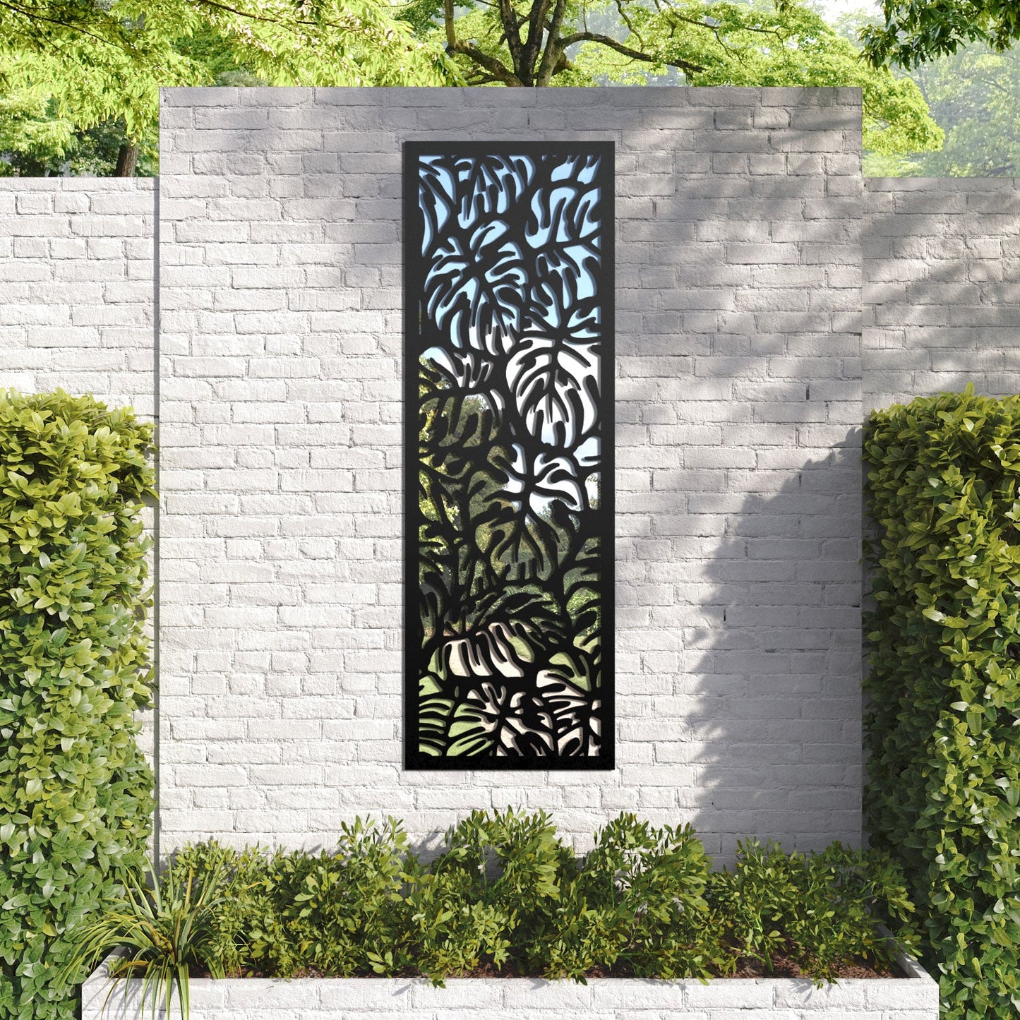 Botanic outdoor decorative mirrored panel