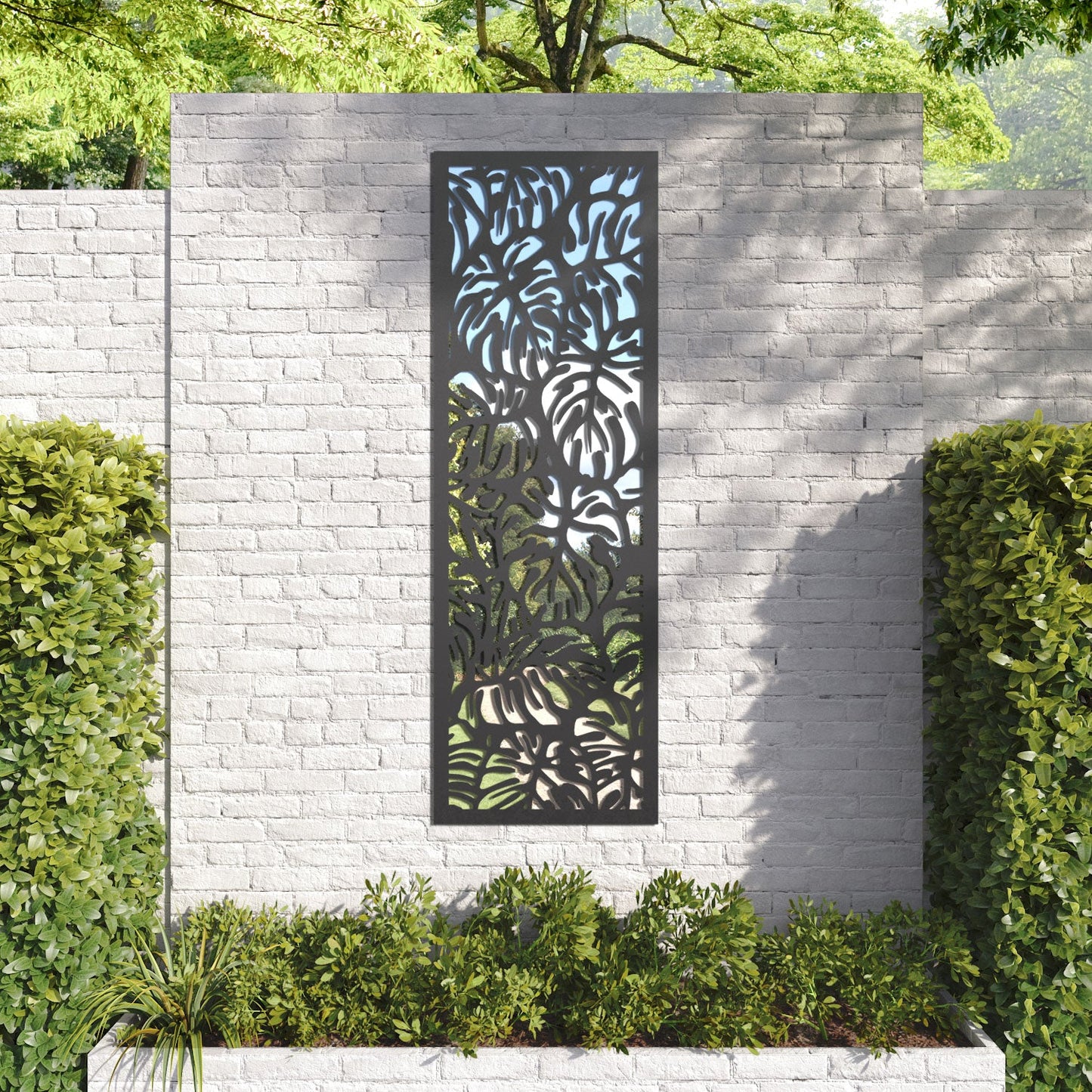 Botanic outdoor decorative mirrored panel