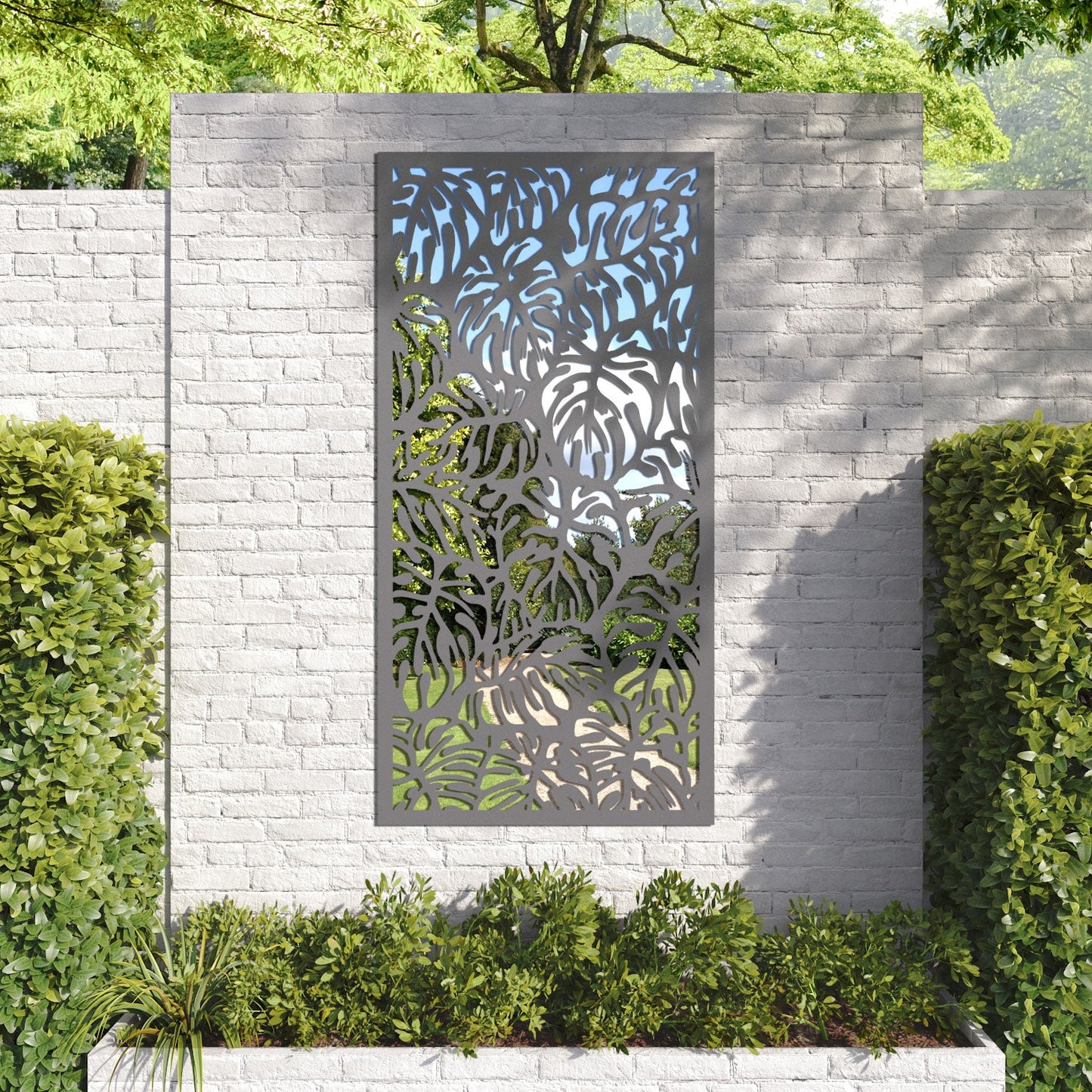 Botanic outdoor decorative mirrored panel