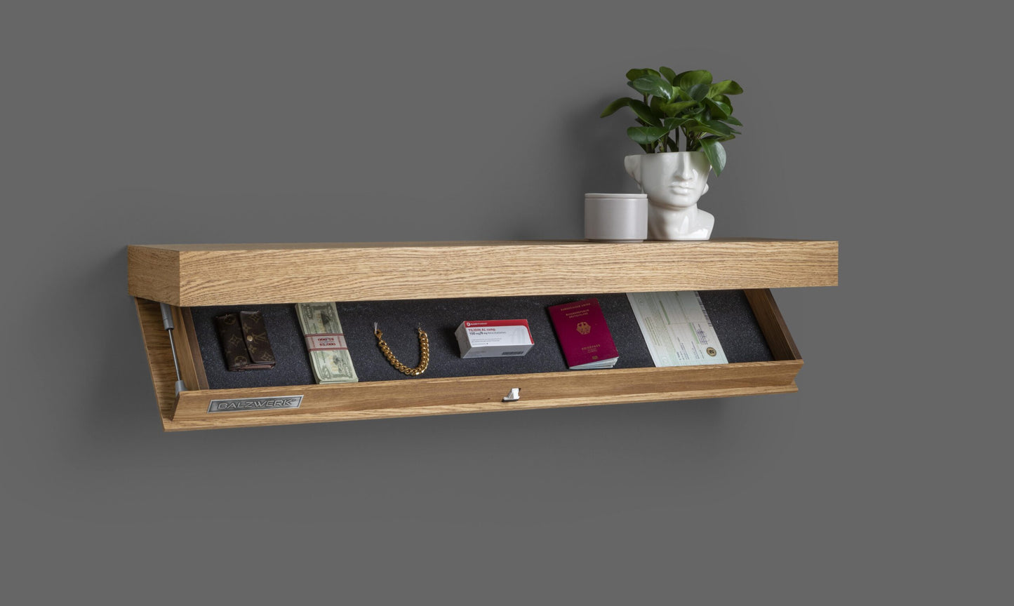 Flap Woodwork Wall shelf with secret compartment