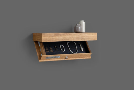 Flap Woodwork Wall shelf with secret compartment