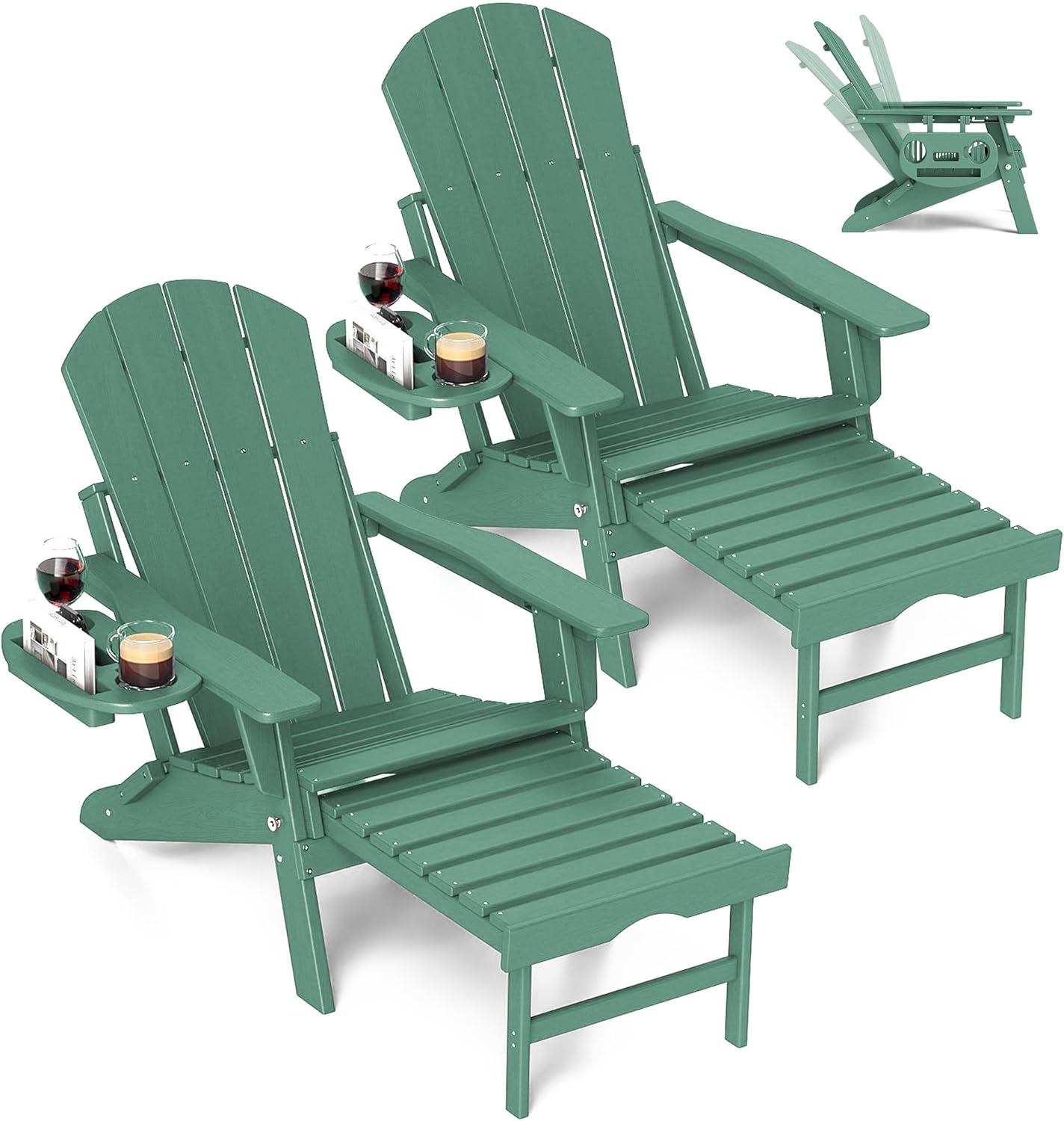 Adjustable Adirondack Chair with Retractable Footrest