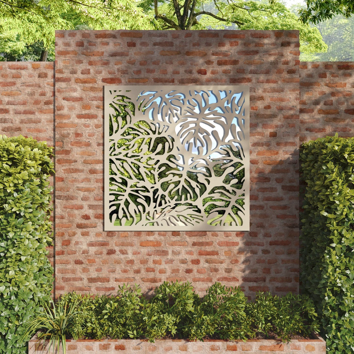 Botanic outdoor decorative mirrored panel