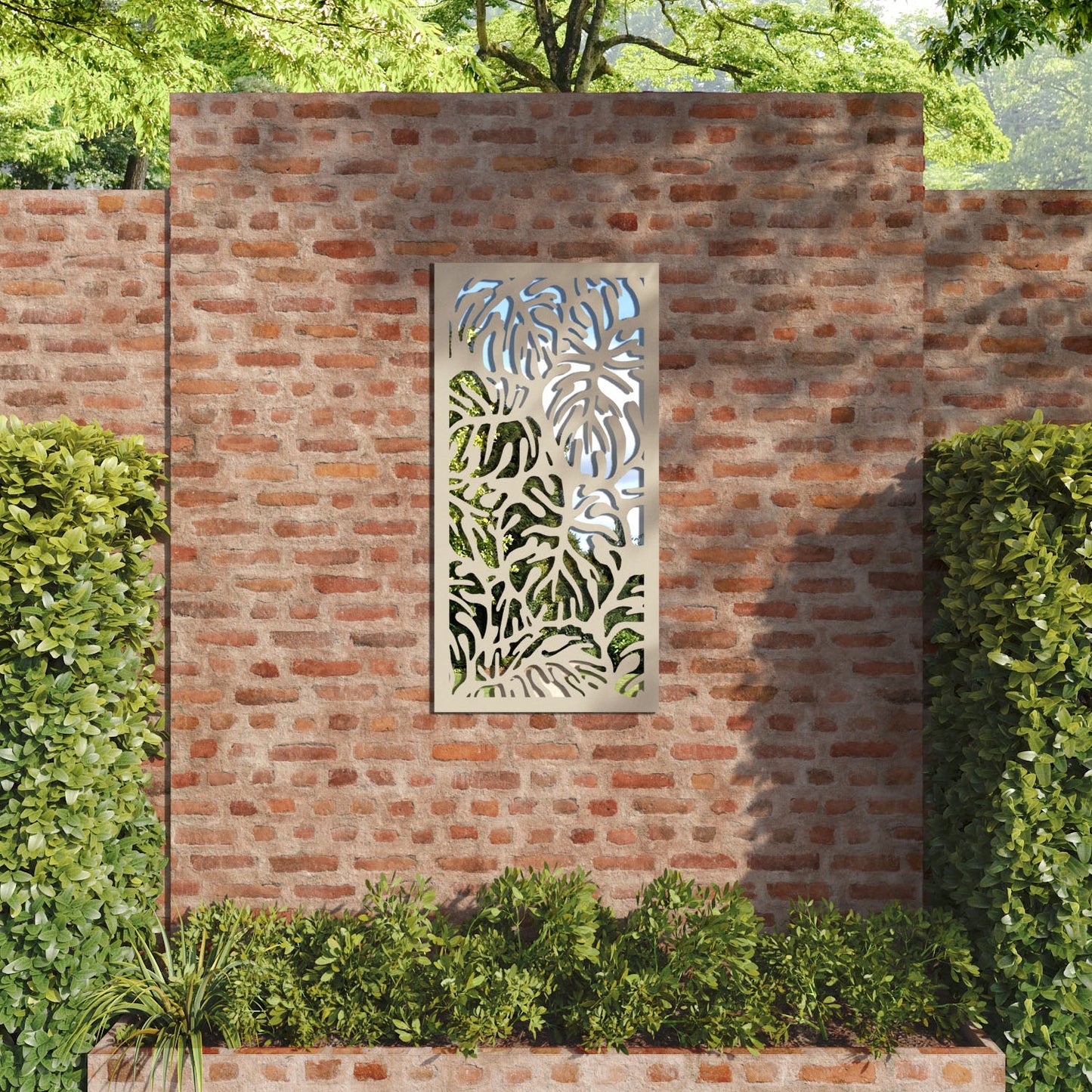 Botanic outdoor decorative mirrored panel
