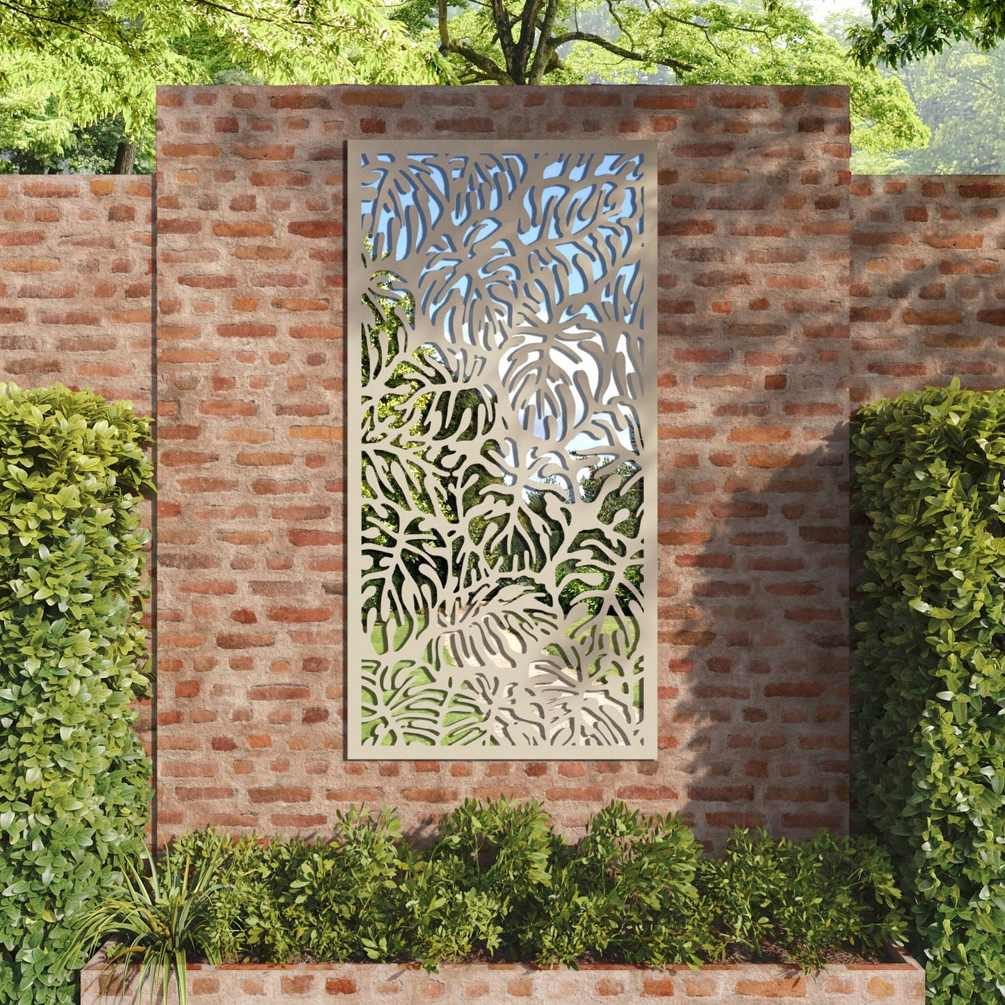 Botanic outdoor decorative mirrored panel