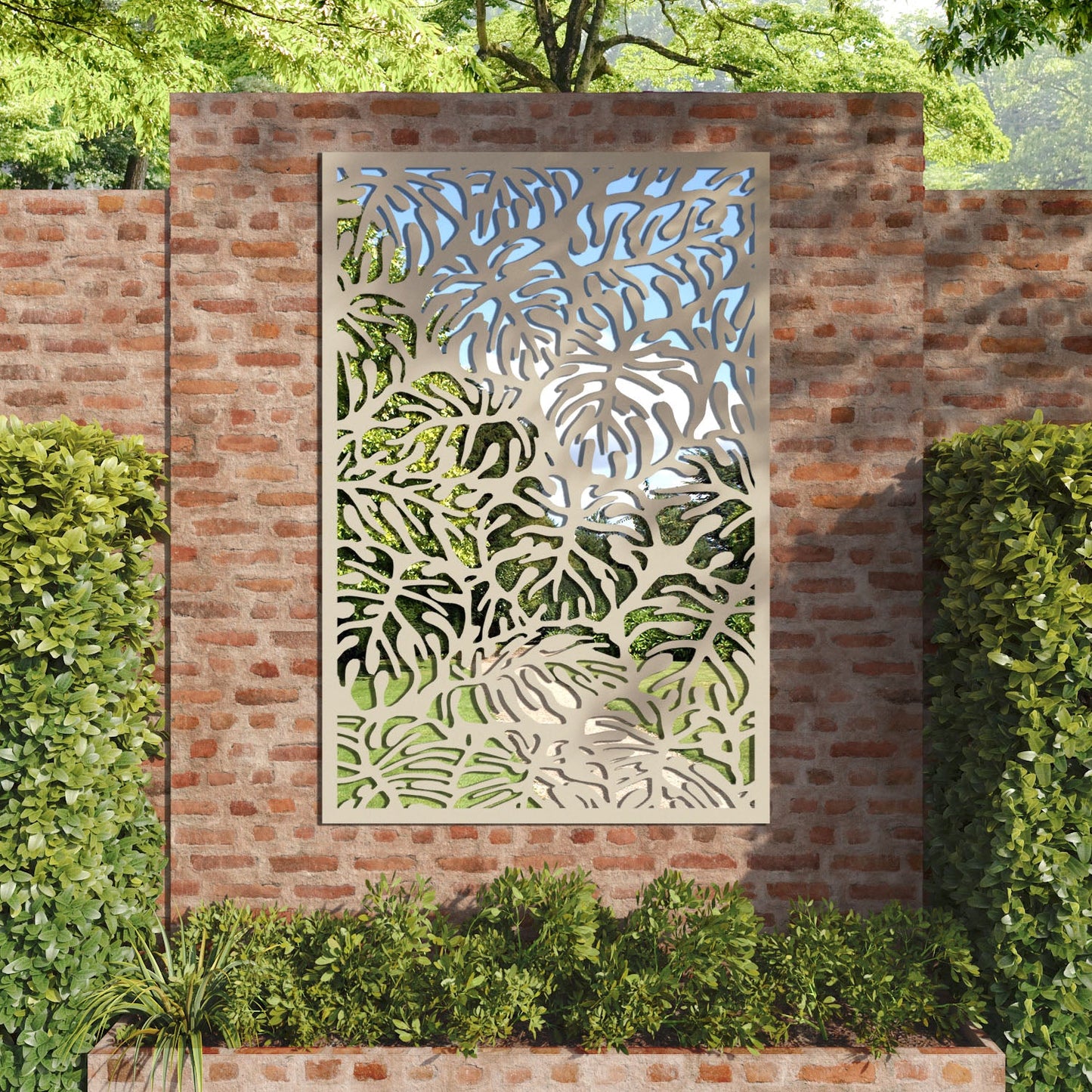 Botanic outdoor decorative mirrored panel
