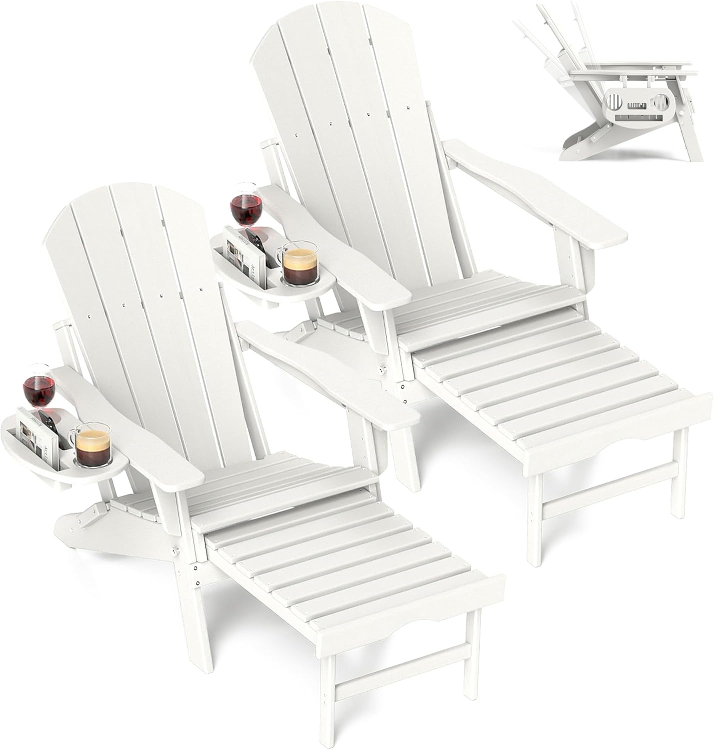 Adjustable Adirondack Chair with Retractable Footrest