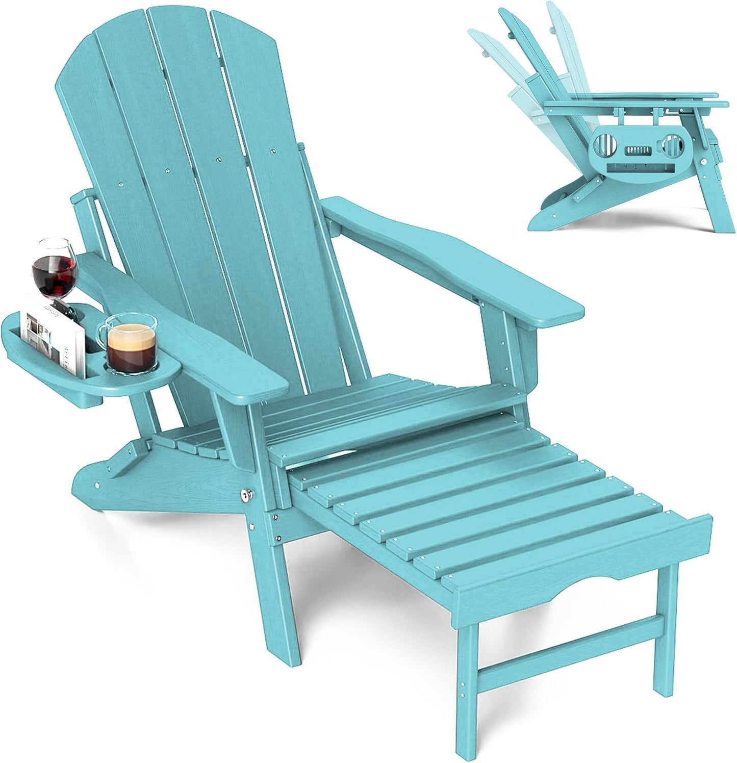 Adjustable Adirondack Chair with Retractable Footrest